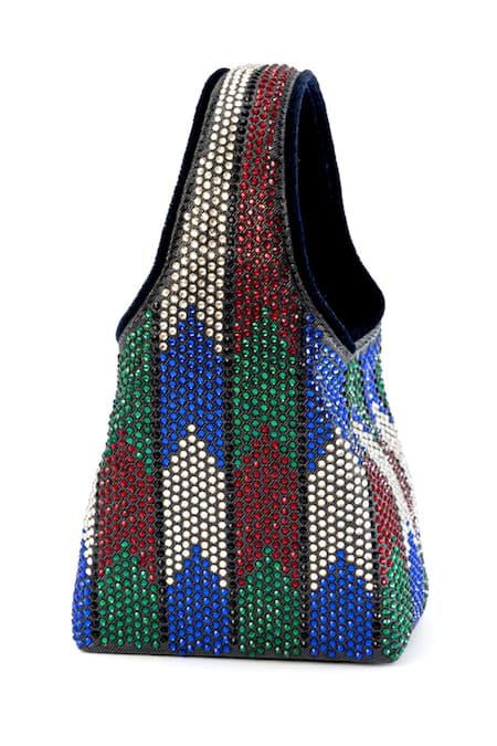 Etcetera_Multi Color Crystals Paris Petite Aurora Studded Bag _Online_at_Aza_Fashions
