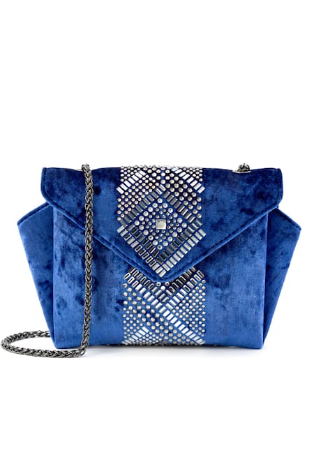 Etcetera Origami Velvet Embellished Sling Bag 
