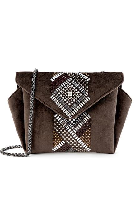 Etcetera Origami Velvet Embellished Sling Bag 