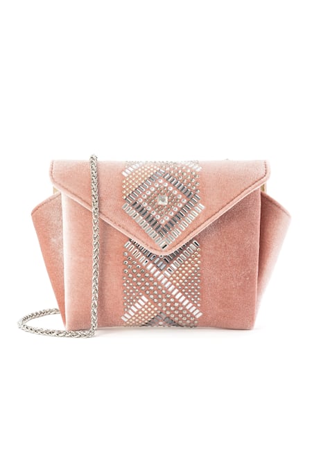 Etcetera Origami Velvet Embellished Sling Bag 