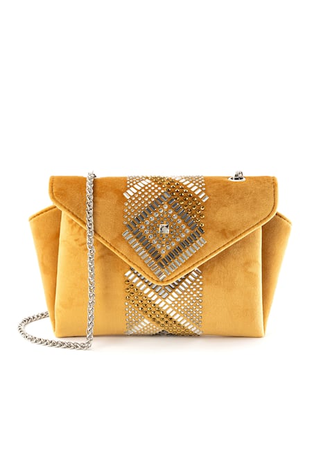 Etcetera Origami Velvet Embellished Sling Bag 