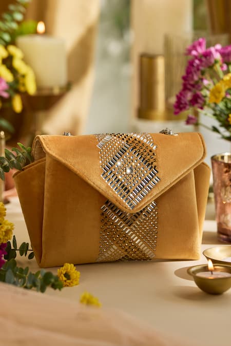 Etcetera Origami Velvet Embellished Sling Bag 