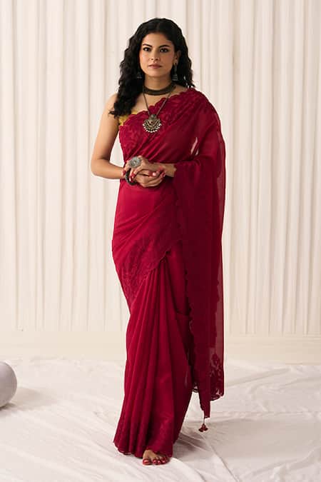 Five Point Five Chameli Chanderi Weaving Saree With Running Blouse 
