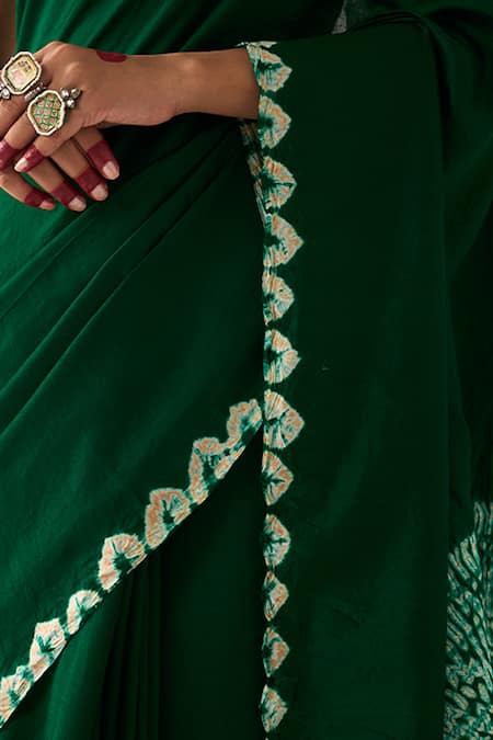 Shop_Five Point Five_Green Silk Poonam Soft Saree With Running Blouse _Online_at_Aza_Fashions