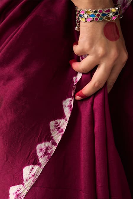 Shop_Five Point Five_Wine Silk Poonam Soft Saree With Running Blouse _Online_at_Aza_Fashions