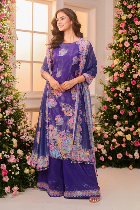 Label Priyanka Kar Floral Pattern Kurta Sharara Set 