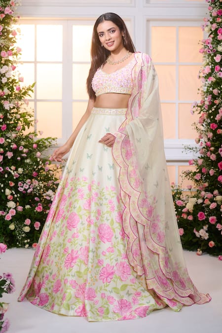 Label Priyanka Kar Floral Pattern Lehenga Set 