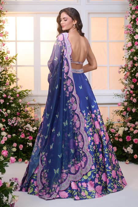 Label Priyanka Kar Floral Pattern Lehenga Set 