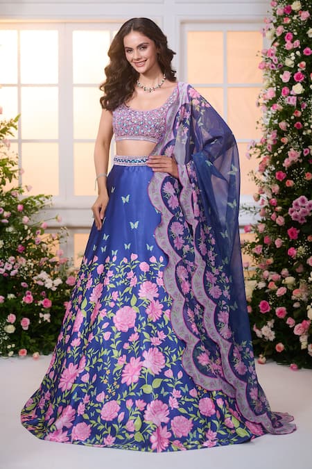 Label Priyanka Kar Floral Pattern Lehenga Set 