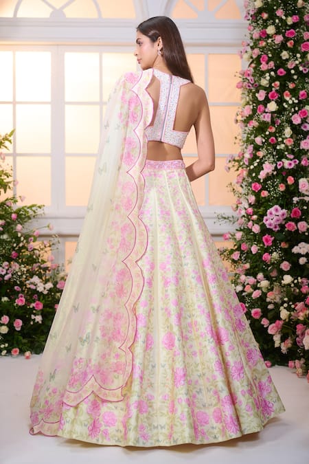 Label Priyanka Kar Rose Floral Pattern Lehenga Set 