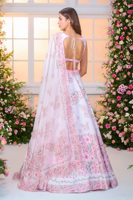 Label Priyanka Kar Floral & Butterfly Print Lehenga Set 