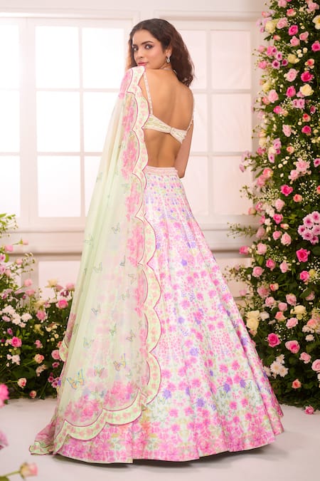Label Priyanka Kar Ombre Garden Printed Lehenga Set 