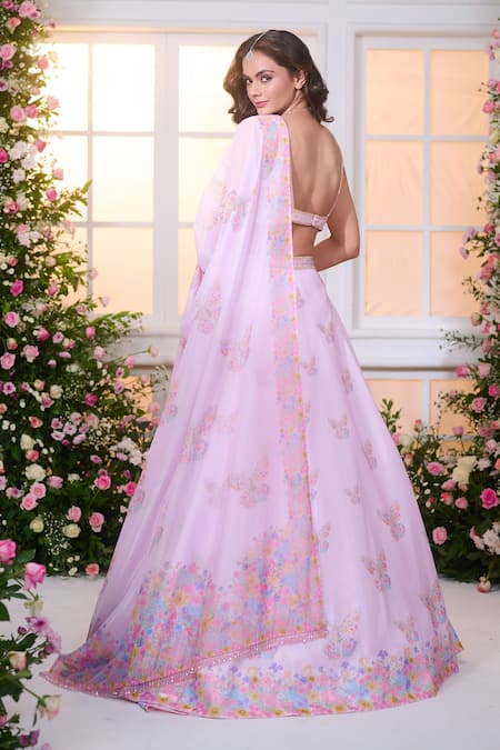 Label Priyanka Kar Floral Printed Lehenga Set  