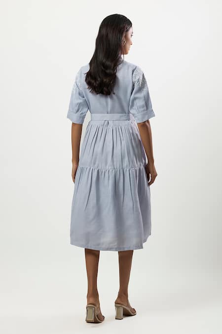 Linera Cord Embroidered Tiered Dress 
