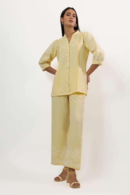 Linera Embroidered Turkish Linen Shirt & Pant Set 