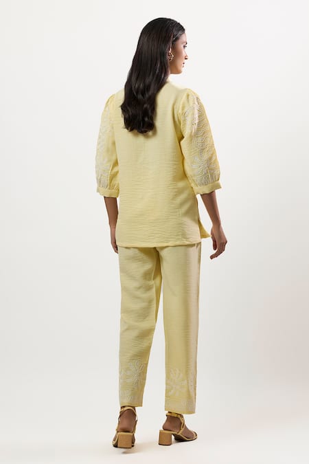 Linera Embroidered Turkish Linen Shirt & Pant Set 