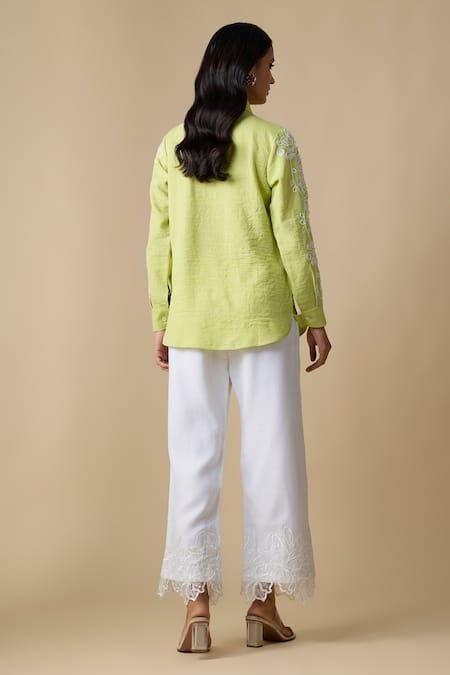 Linera Embroidered Turkish Linen Shirt & Pant Set 