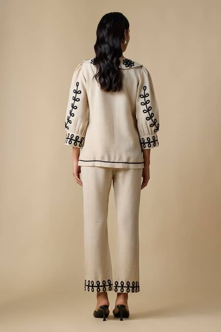 Linera Embroidered Long Top With Pant 