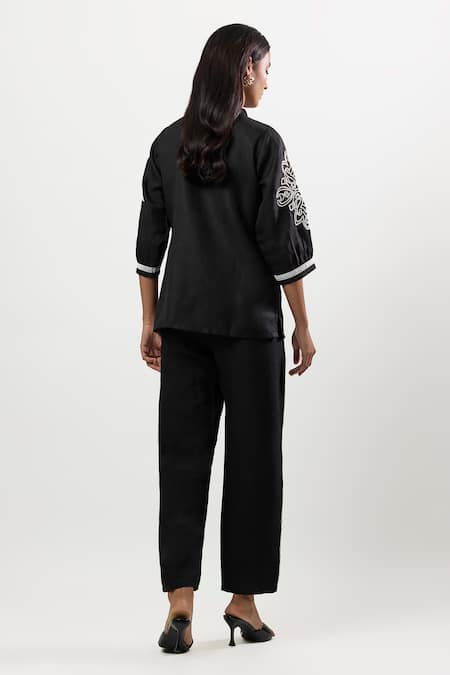 Linera Embroidered Linen Blend Shirt & Pant Set 