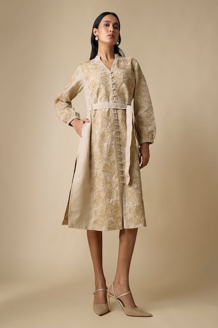Linera Embroidered Midi Dress  