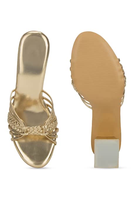 SCHON ZAPATO Quirky Gold Embellished Heels 