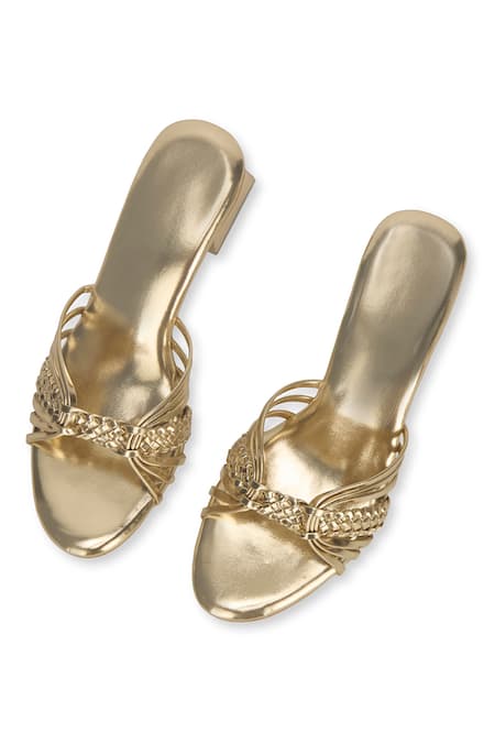 SCHON ZAPATO Quirky Gold Embellished Heels 