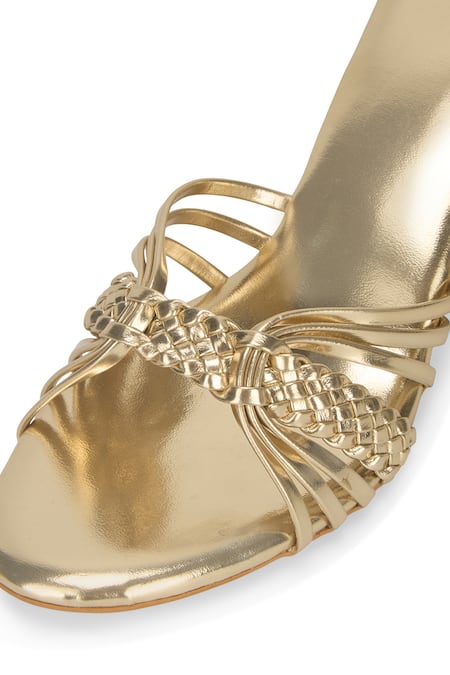 Buy SCHON ZAPATO Gold Quirky Embellished Heels Online at Aza Fashions Buy_SCHON ZAPATO_Gold Quirky Embellished Heels _Online_at_Aza_Fashions