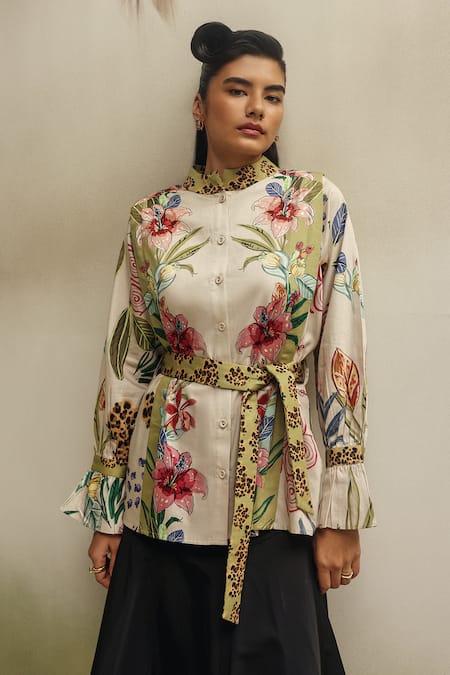 NOIB Vega Wildflower Print Shirt With Belt 