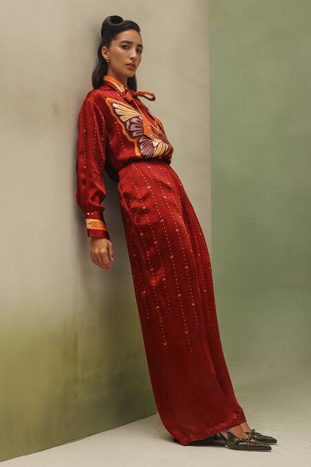 NOIB_Rust Modal, Satin Thais Wings Of Wonder Pant _Online_at_Aza_Fashions