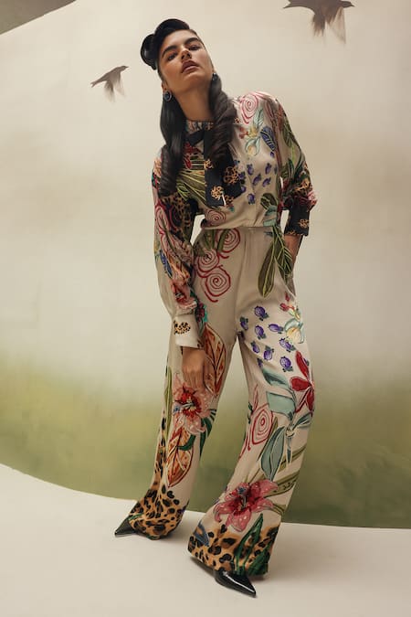 NOIB_Ivory Modal, Satin Collared Iris Wildflower Print Shirt _Online_at_Aza_Fashions
