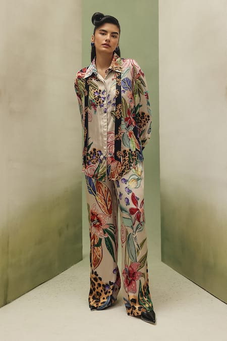 Buy_NOIB_Ivory Modal Thais Wildflower Print Pant _Online_at_Aza_Fashions