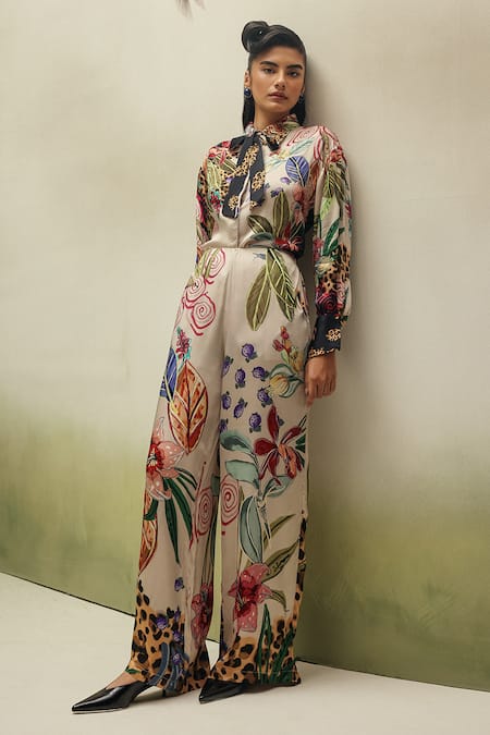 Shop_NOIB_Ivory Modal Thais Wildflower Print Pant _Online_at_Aza_Fashions