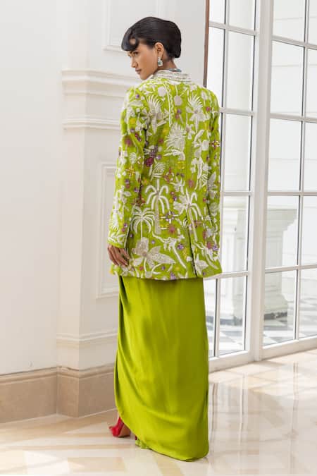 House Of Armuse Embroidered Jacket & Skirt Set 