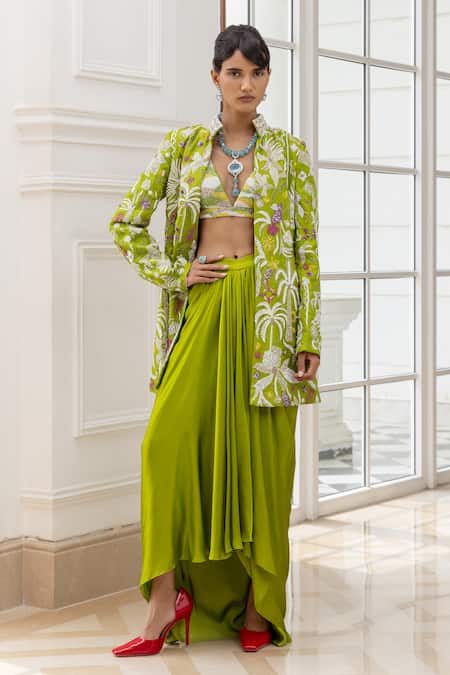 House Of Armuse Embroidered Jacket & Skirt Set 