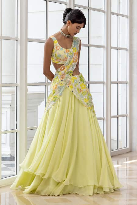 House Of Armuse Floral Embroidered Lehenga Set  