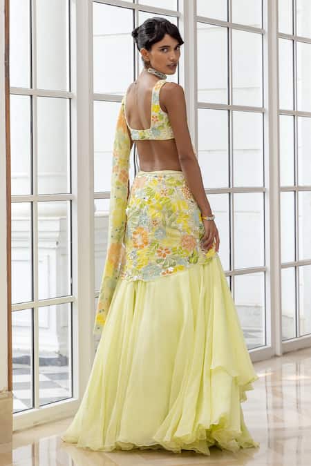 House Of Armuse Floral Embroidered Lehenga Set  