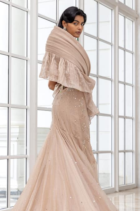 House Of Armuse Peach Satin, Organza Beads, Sequins, Embroidery Sweetheart Corset Lehenga Set Online at Aza Fashions House Of Armuse_Peach Satin, Organza Beads, Sequins, Embroidery Sweetheart Corset Lehenga Set _Online_at_Aza_Fashions