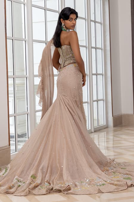 House Of Armuse Embroidered Corset Lehenga Set  