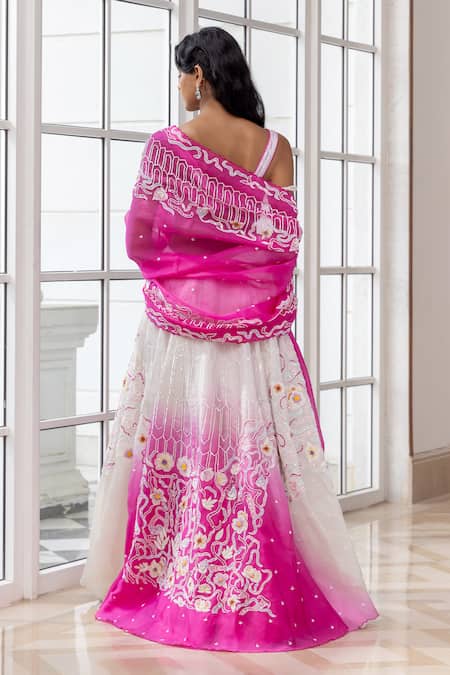 House Of Armuse Embroidered Ombre Lehenga Set 