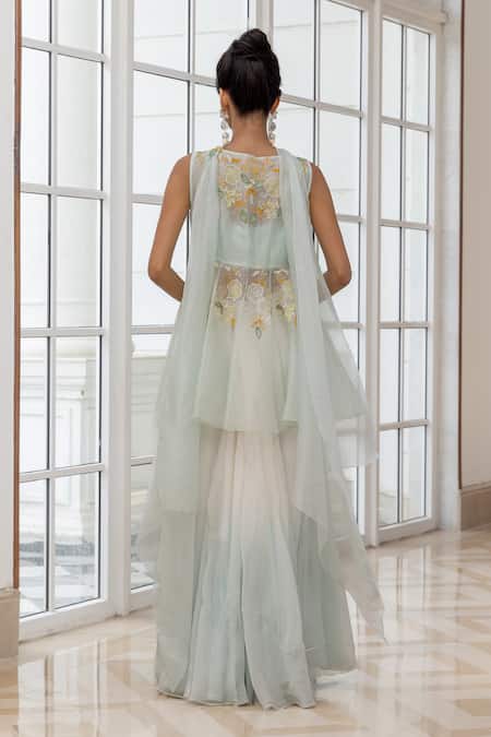 House Of Armuse Embroidered Peplum Kurta & Skirt Set 