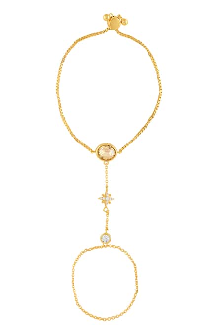 Shop Isharya Gold Plated Crystals, Stones Amritas Pocaris Hand Harness at Aza Fashions Shop_Isharya_Gold Plated Crystals, Stones Amritas Pocaris Hand Harness _at_Aza_Fashions