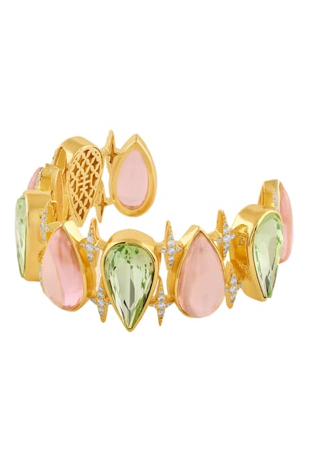 Shop Isharya Multi Color Crystals, Stones Nishas Candy Crush Cuff Bracelet Online at Aza Fashions Shop_Isharya_Multi Color Crystals, Stones Nishas Candy Crush Cuff Bracelet _Online_at_Aza_Fashions