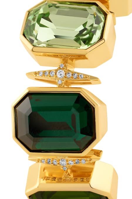 Buy_Isharya_Gold Plated Crystals, Rhinestones Columbian Fantasy Cuff Bracelet _Online_at_Aza_Fashions