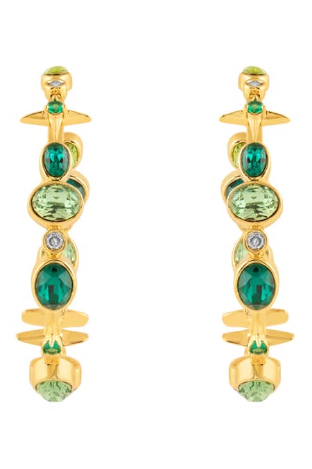 Isharya Green Gem Drop Hoops