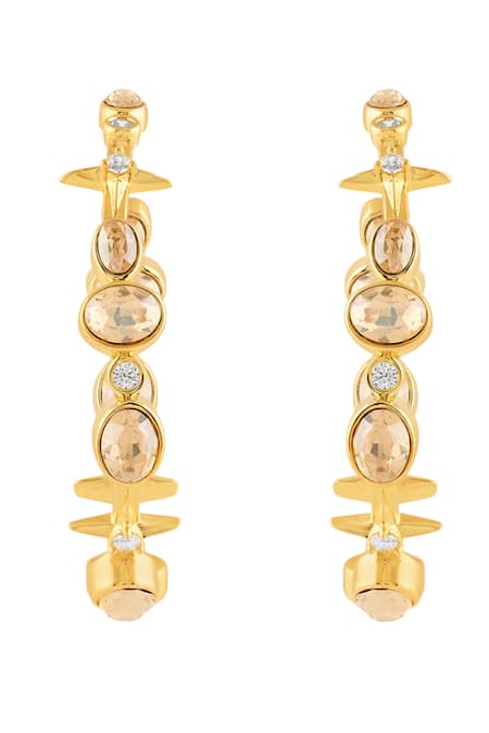 Isharya White Gem Drop Hoops