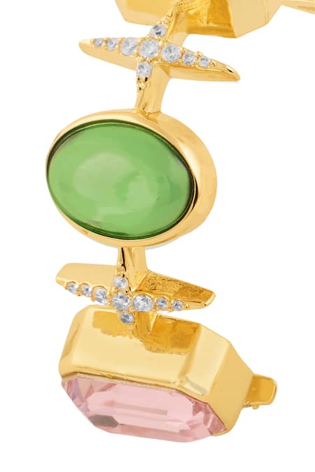 Buy_Isharya_Multi Color Crystals, Stones Solaris Statement Hoops _Online_at_Aza_Fashions