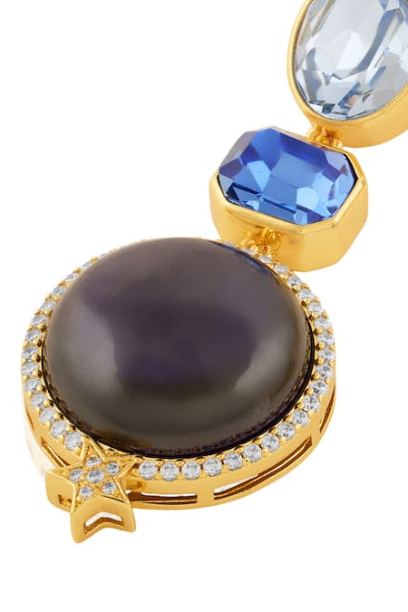 Buy_Isharya_Blue Crystals, Stones Kosher Statement Danglers _Online_at_Aza_Fashions