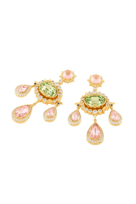Isharya_Multi Color Crystals, Stones Ishas Embellished Danglers _Online_at_Aza_Fashions