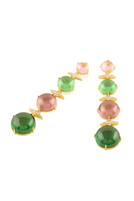 Buy_Isharya_Multi Color Stones, Crystals Orionis Long Earrings _Online_at_Aza_Fashions