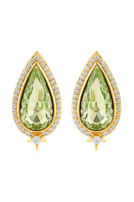 Shop Isharya Green Crystals, Stones Boraelis Candy Studs at Aza Fashions Shop_Isharya_Green Crystals, Stones Boraelis Candy Studs _at_Aza_Fashions